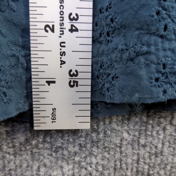 Textile Elizbeth and James Women's A-Line Eyelet Dress Blue XXXL Ruffle V-Neck - Picture 12 of 13